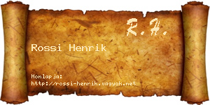 Rossi Henrik névjegykártya